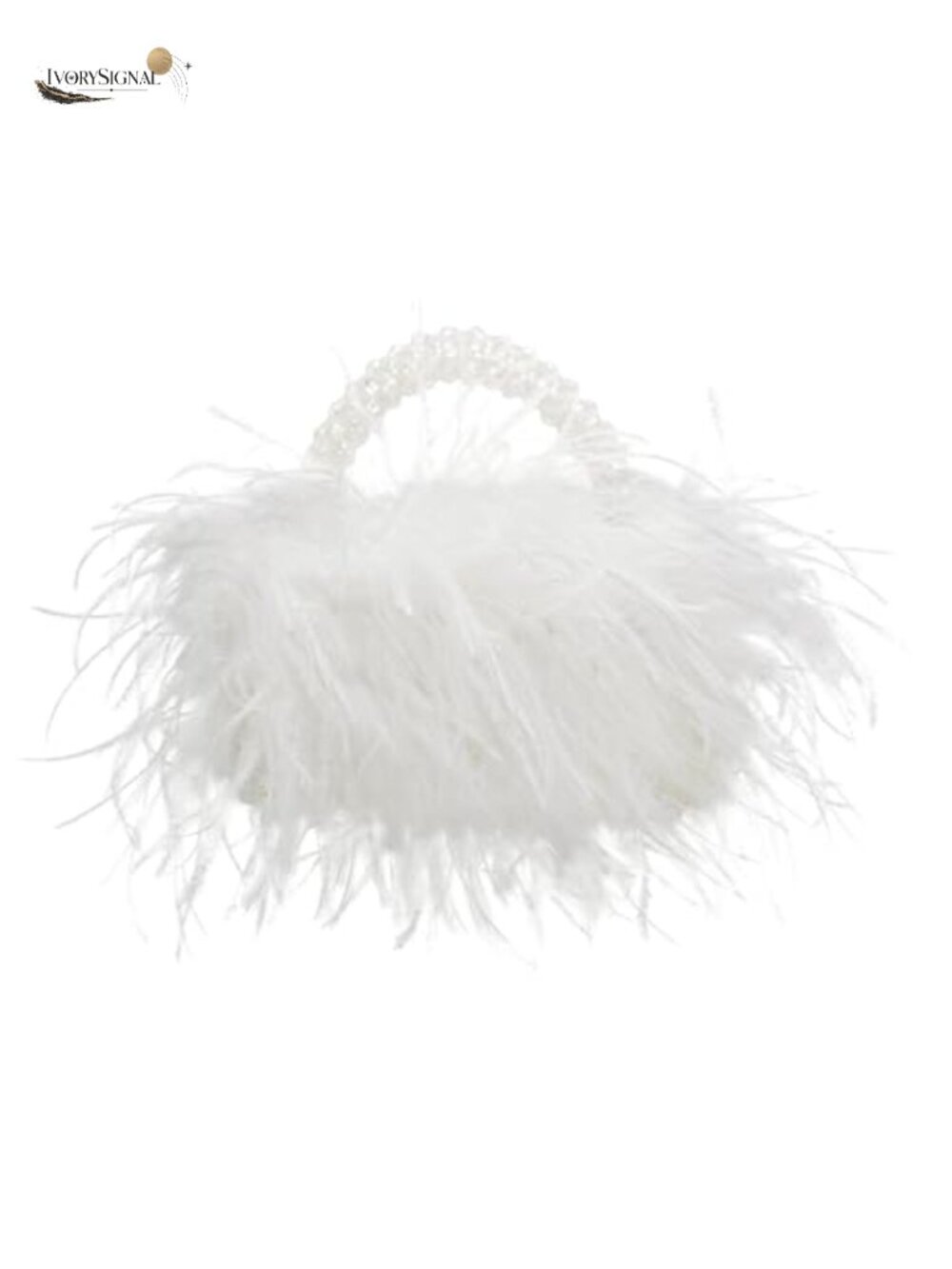 Handmade Ostrich Feather Beaded Evening Bag Clutch Purse